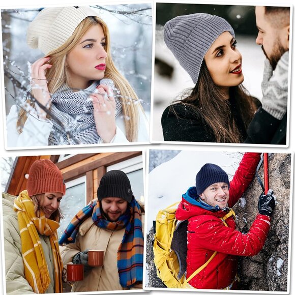 Beanie Hats for Men 30% Merino Wool Knit Hat, Winter Hats for Women Thick Warm L - Picture 7 of 7